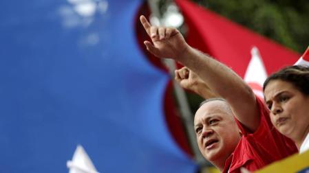 El considerado "número dos" del chavismo, Diosdado Cabello, en un mitin en Caracas.