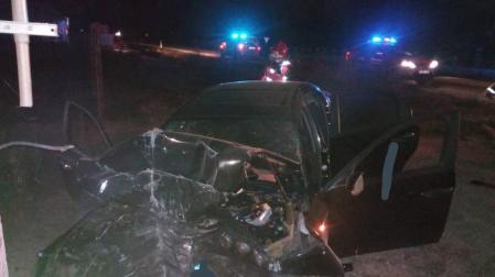 Estado en el que ha quedado el coche del joven tras el accidente en Caparroso.
