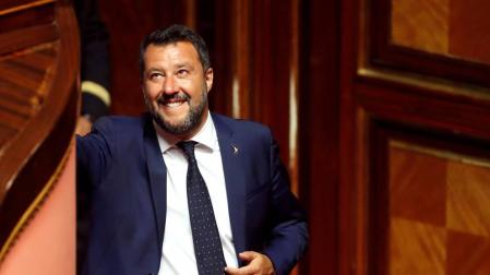 Matteo Salvini en el Senado de la República en Roma.