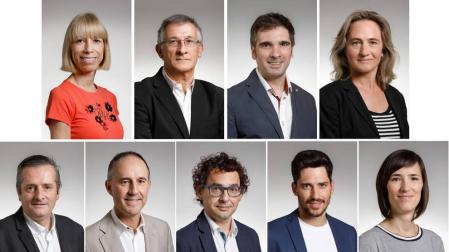 De izquierda a derecha y de arriba abajo: Alicia Erdociáin, Félix Taberna, Miguel Moreno, Amaia Arrizabalaga, Guillermo Nagore, Mikel Muez, Txema Mauleón, Mikel Armendáriz y Saioa Eseberri.