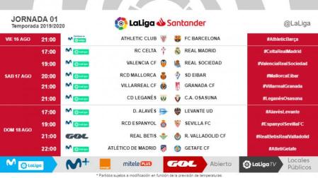 Horarios definitivos de la primera jornada de Liga.