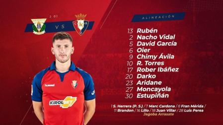 Moncayola, titular en el regreso de Osasuna a Primera División
