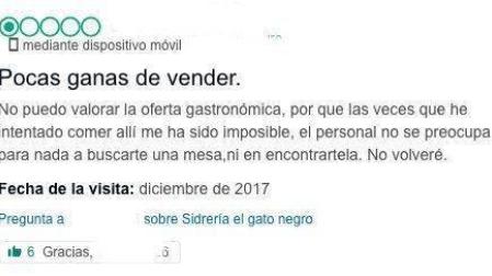 La respuesta de una sidrería a un usuario de TripAdvisor que se ha hecho viral