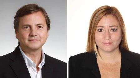 Pedro Andrés López Vera, director general de Obras Públicas e Infraestructuras, y Miriam Martón Pérez, directora gerente del SNE