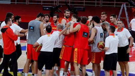 Entrenamiento de la selección española de baloncesto en Pekín