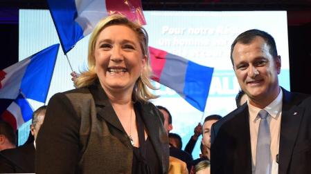 Marine Le Pen y su expareja, Louis Aliot.