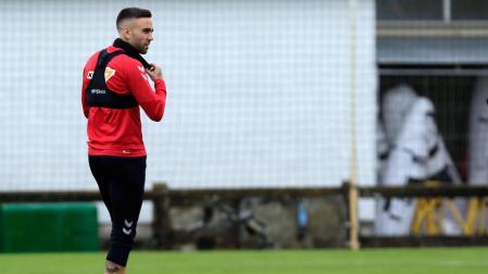 Rober Ibáñez, en un entrenamiento en Tajonar.
