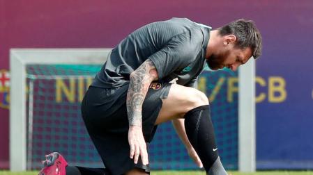 Messi, en el entrenamiento del Barcelona.