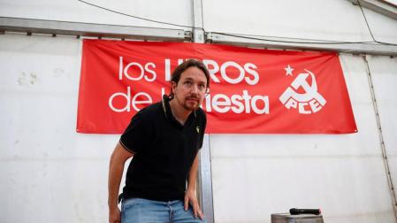 Pablo Iglesias, al inicio de su intervención este domingo en la cuadragésimo segunda edición de la fiesta del PCE.