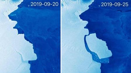Un gran iceberg se desprende en la Antártida Oriental