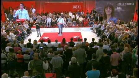 El presidente del Gobierno en funciones, Pedro Sánchez, interviene durante el acto de proclamación de la secretaria general del PSE-EE, Idoia Mendia, como candidata a lehendakari, en Barakaldo