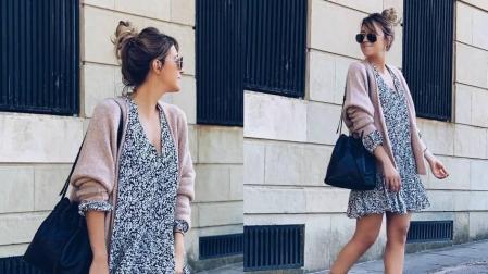 Look con vestido y botas para otoño