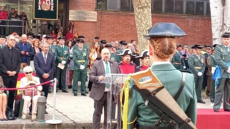 El delegado del Gobierno en Navarra, José Luis Arasti, interviene en el acto de celebración de la festividad de la Guardia Civil en Pamplona