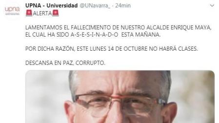Hackean la cuenta de Twitter de la UPNA con mensajes amenazantes contra Maya
