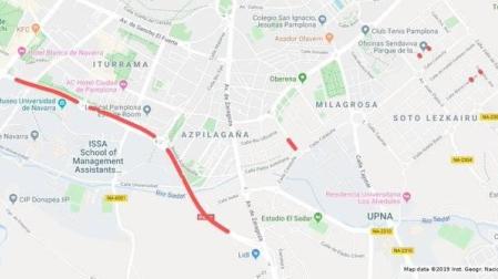 Estos son los cortes de tráfico de este jueves en Pamplona