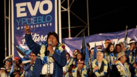 El presidente de Bolivia, Evo Morales, durante su acto de cierre de campaña el pasado 16 de octubre.