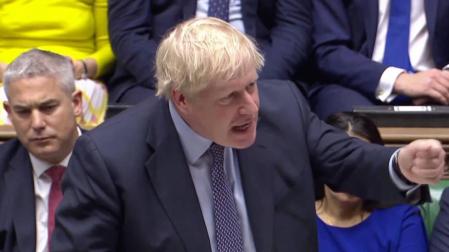 Johnson, durante su discurso en el Parlamento británico.