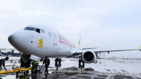 Un Boeing 737 Max 8 de Ethiopian Airlines como el que se ha estrellado.
