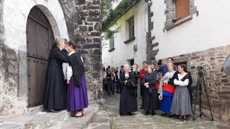 Simulación de la despedida que hacían las 'golondrinas' antes de cruzar hacia Francia.