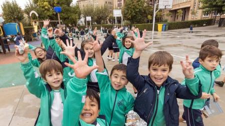Alumnado del colegio La Anunciata de Tudela-FESD durante una jornada lectiva.