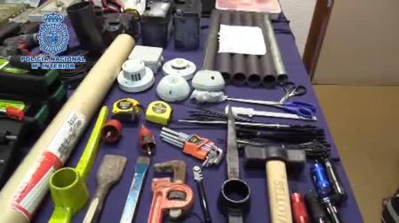 Espectacular el arsenal de herramientas intervenidas por la Policía a una banda de butroneros en Madrid