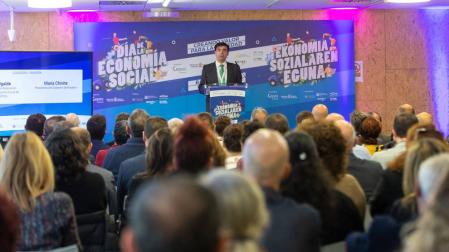 El presidente de Confederación Empresarial de Economía Social de Navarra, Ignacio Ugalde, durante su discurso en el Día de la Economía Social