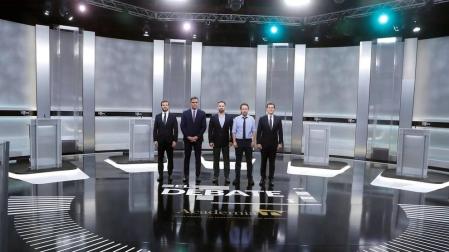 Pedro Sánchez (PSOE), Pablo Casado (PP), Pablo Iglesias (Unidas Podemos), Alberti Rivera (Ciudadanos) y Santiago Abascal (VOX) protagonizaron el único debate entre los candidatos en la campaña electoral de las elecciones generales que se celebran el 10 de noviembre de 2019.