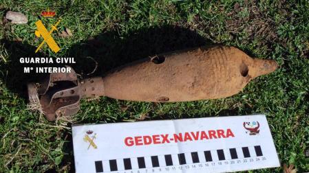 Bomba de artillería de la Guerra Civil hallada en Lizarraga.