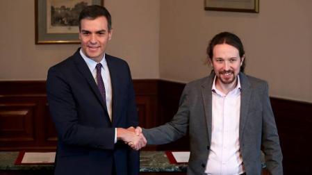 Sánchez e Iglesias firman un preacuerdo para un Gobierno de coalición