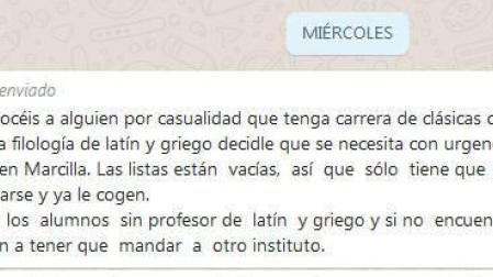 El instituto de Marcilla desmiente el bulo que corre por Whatsapp sobre su profesor de latín y griego
