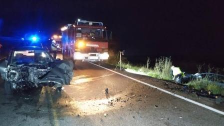 Una herida grave y tres heridos leves en una colisión frontal en Garínoain