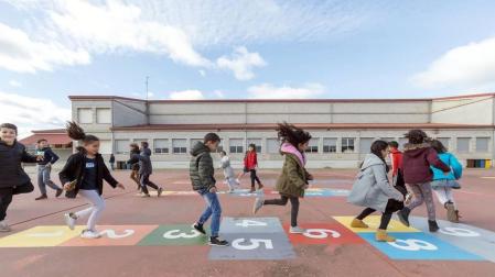 Alumnado del CP Juan de Palafox de Fitero durante una jornada lectiva.