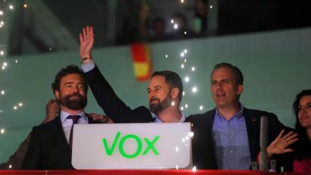 Abascal, en la sede de VOX en Madrid.