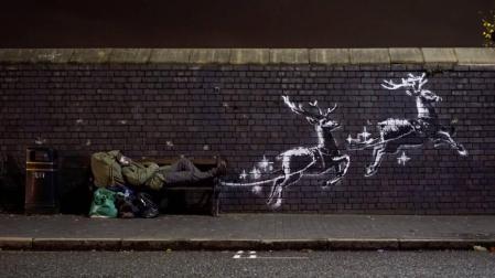 Banksy denuncia la situación de los sintecho en Navidad con un nuevo mural