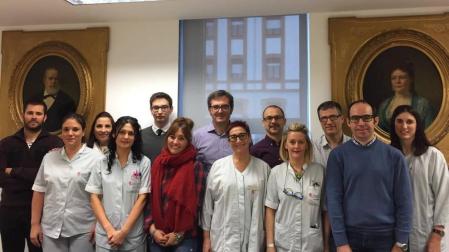 Investigadores de la UPNA y enfermeras del CHN autores de la aplicación.