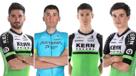 Los navarros Enrique Sanz, Óscar Rodríguez, Sergio Araiz y Urko Berrade, con sus nuevas equipaciones para 2020.