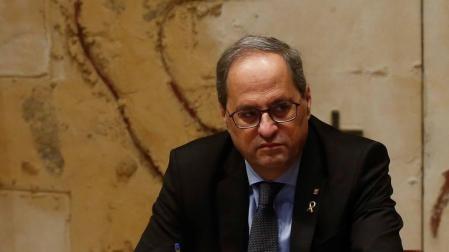 El presidente de la Generalitat, Quim Torra, durante la última reunión del Govern antes de las fiestas navideñas.