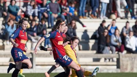 Imagen del partido Osasuna-Barcelona B de la liga Reto Iberdrola disputado este domingo en Tajonar.