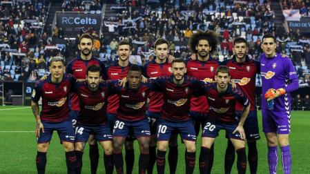 Los jugadores de Osasuna posan para los medios gráficos antes del último encuentro disputado ante el Celta de Vigo.