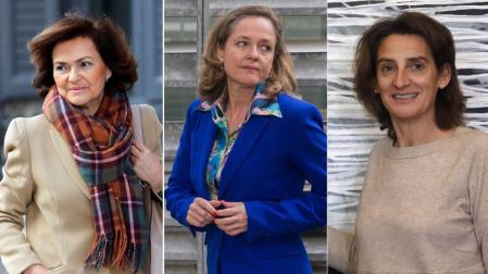 Carmen Calvo, Nadia Calviño y Teresa Ribera.