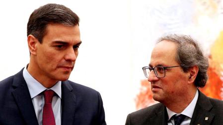 Sánchez y Torra, en Pedralbes en 2018.