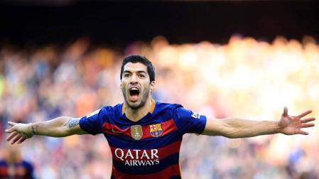 Luis Suárez celebra su gol al Atlético.