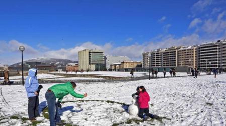 La nieve ha teñido de blanco las calles de Pamplona y de la Comarca este domingo 3 de febrero