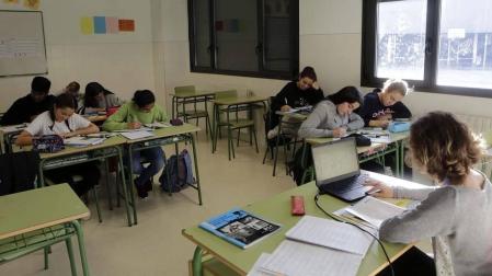 Alumnos del IESO Pero de Atarrabia durante una jornada lectiva.