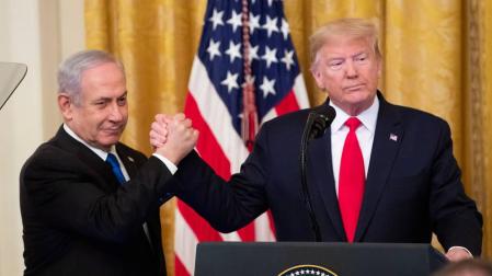 El presidente de Estados Unidos, Donald Trump, en laa rueda de prensa junto al primer ministro israelí, Benjamin Netanyahu
