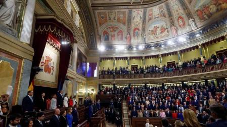 La familia real al completo ha presidido este lunes la sesión solemne de la apertura de la XIV Legislatura.