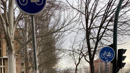 Quejas por la falta de espacio para peatones y bicis en la avenida de Navarra