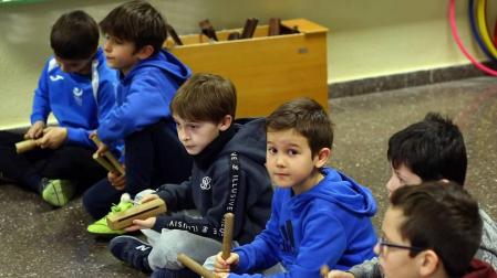Alumnado del CP Camino de Santiago de Zizur Mayor durante una jornada lectiva.