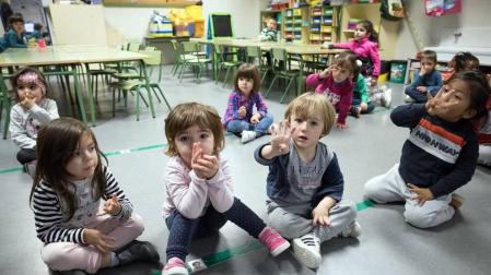 Alumnos del CP Huertas Mayores de Tudela durante una jornada lectiva.