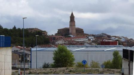 Rotonda en el interior del polígono El Mallatón de Cárcar que el Ayuntamiento pretende rebajar.